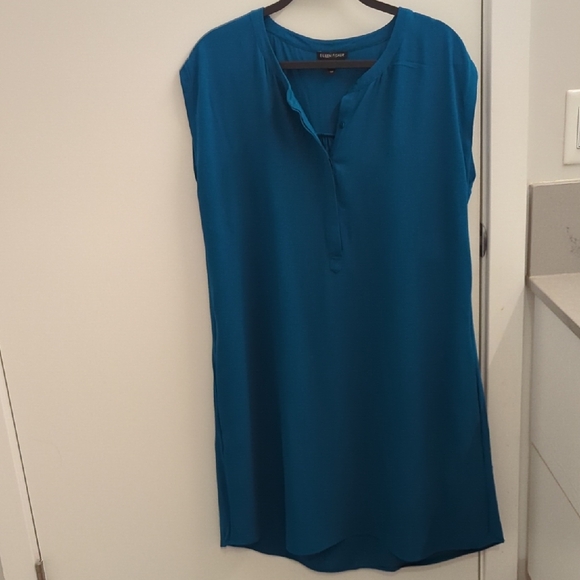 Eileen Fisher Tops - Eileen Fisher Blue 100% Silk Sleeveless Dress Tunic